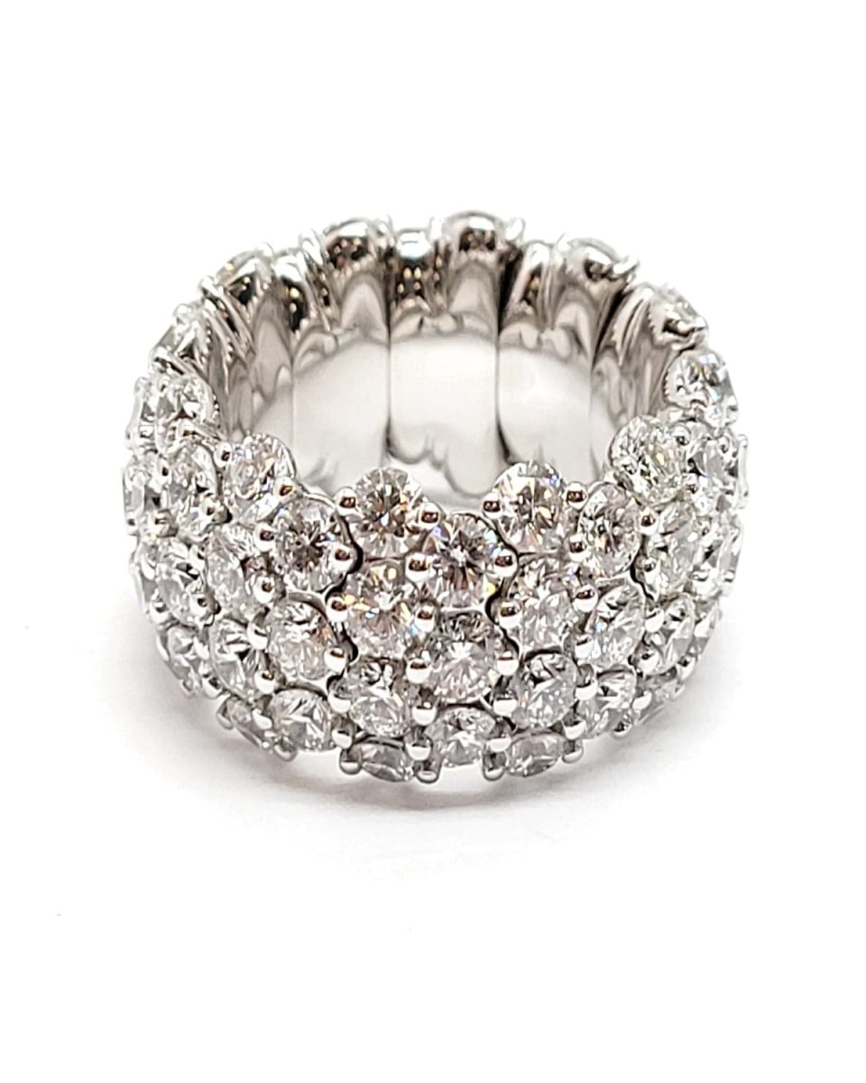 18K White Gold Stretchy Diamond Ring, Size 6.5-8.5